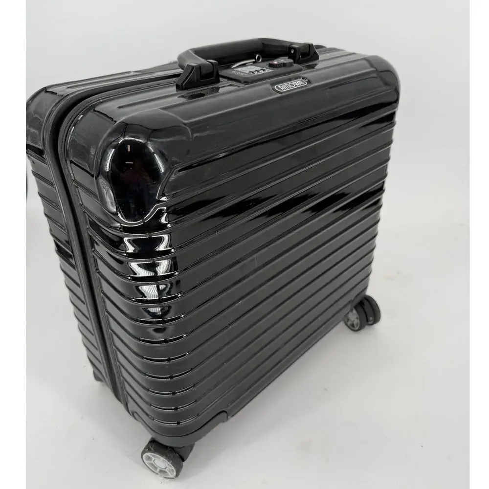 Rimowa Black Gloss Polycarbonate Compact Carry On Salsa Suitcase Luggage